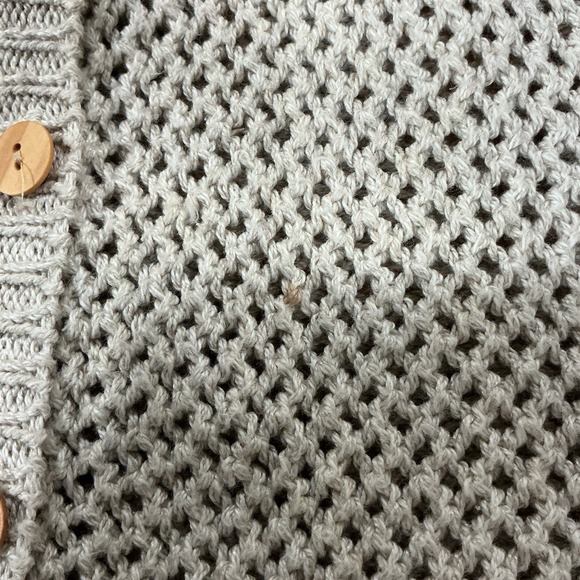 Vintage Linen Blend Open Knit Sleeveless Cardigan Sweater Vest Beige Tan Sz S - Picture 5 of 5